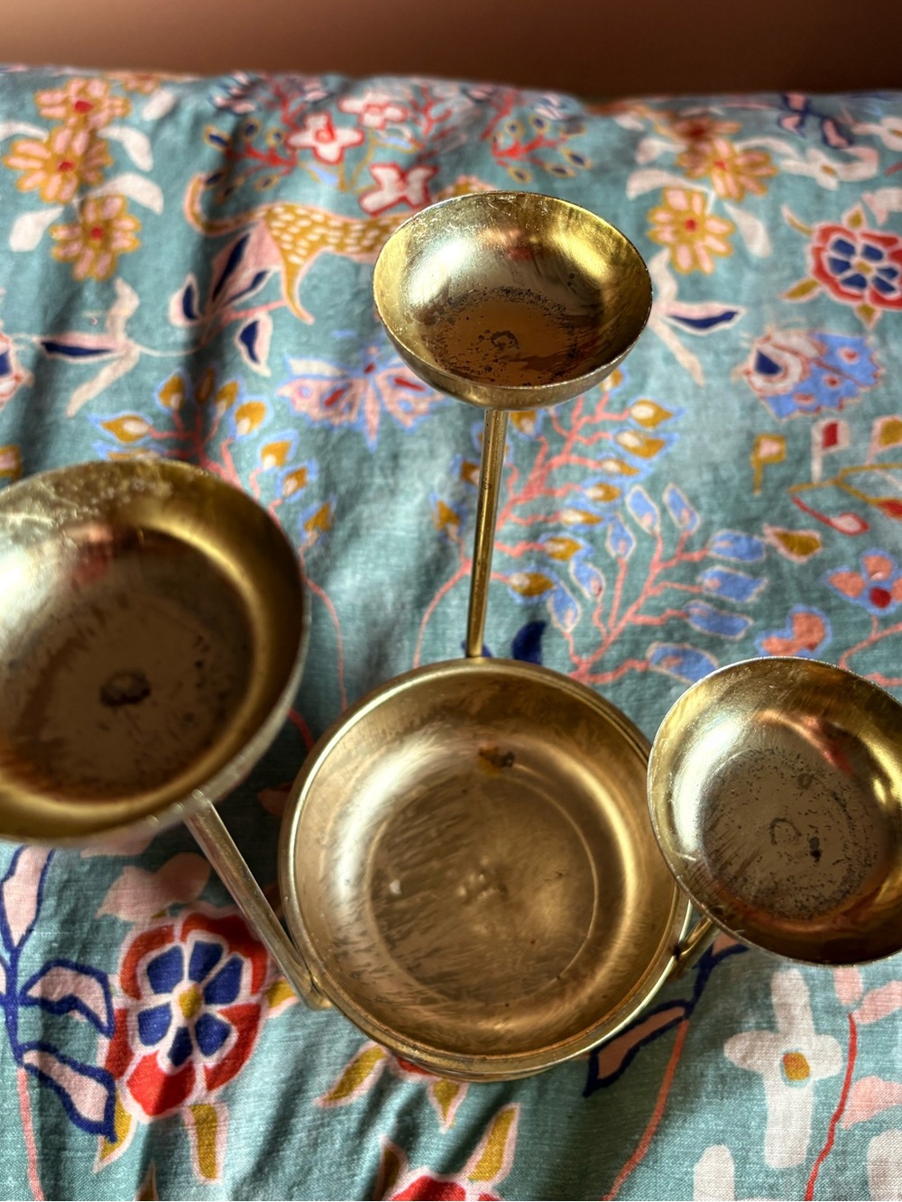 3/$10 Vintage Brass Tone Multi Candle Holder / Pedestal Bowl Decor ✨ - Picture 2 of 4